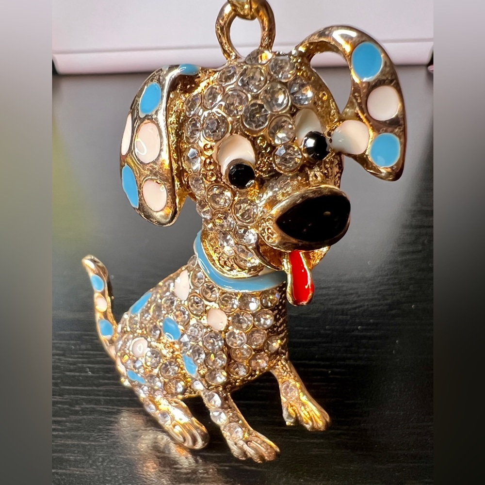 🐶 NWT! Happy Dog Rhinestone Necklace